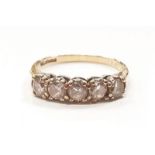 9ct gold ladies 5 stone ring. Size N.