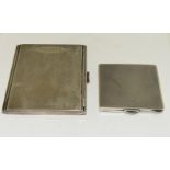 Silver engine turned cigarette case with similar silver compact. Total weight 235gm.