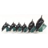 Collection of six Poole Pottery Dolphins.
