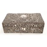 Silver surround filigree jewellery box with key.