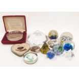 A collection of paperweights to include Dartington Caithness Millifori.