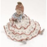 Lladro model 5391 Deep in Thought flamenco flamingo girl in polka dot dress.