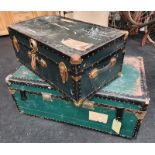 Two vintage shipping travelling trunks.