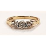 9 carat gold ladies diamond trilogy ring approximately 0.5 carats size M.