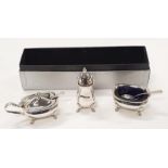 Silver hallmarked condiment set, boxed.