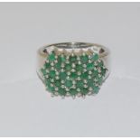 Large emerald 925 silver ring. Size N1/2.