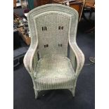 Wicker high back bedroom chair.