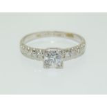 Ladies platinum and diamond solitaire ring - 0.65. Size M.