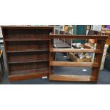 Mahogany bookcase together with an oak wall bookcase.