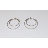Large 925 Silver double hoop earrings.