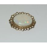 Large natural Australian opal and 9ct gold brooch.