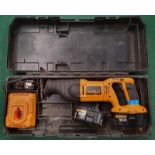DeWalt DC380 cordless reciprocating saw in case with two batteries and charging station (WP38).