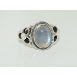 Rainbow moonstone 925 silver ring. Size N. REF SP14