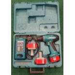 Makita 6271DWPE3 Cordless Driver Drill in case with two batteries and charging station (REF WP14).
