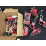 Milwaukee cordless tools, batteries and barry charger (REF 13).