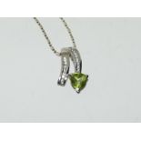 Peridot white topaz 925 silver pendant. REF SP27