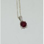 Ruby solitaire 925 silver pendant. REF SP13
