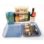 Collection of miniature boxed whiskies together with a vintage pack of Babycham and a bottle of port