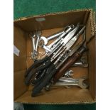 Assorted spanners and pliers (ref 99)
