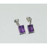 Amethyst diamond 925 silver earrings. REF SP19