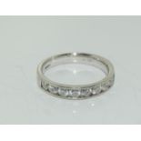 9ct white gold ladies Diamond half eternity ring - 10 diamonds approx 1ct. Size N.