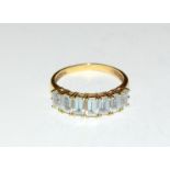 9ct Gold 7 Stone Aquamarine Ring (Size Q) ref wp106