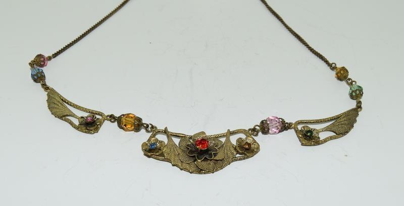 Czech crystal Egyptian Revival necklace and brooch. - Image 3 of 5