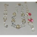 3 Art Deco crystal necklaces.