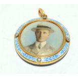 Antique Edwardian fine Gold Blue and White Enamel and Diamond Double sided Locket with two