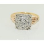 Tests 15ct Gold Diamond Deco ring, Size M.