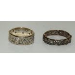 Two 9ct gold/silver 1930s Rings.