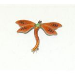 Silver H.M. Enameled Dragonfly Brooch.