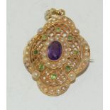 15ct gold Suffragette pendant brooch.