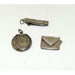 Silver small compact, stamp holder, penknife and button hook.