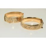 Two 9ct Gold Metal Core 1930s Bangles.