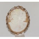 Large Victorian Hand Carved Shell, Double Headed Solid Gold Framed Cameo. Measuring 6.5cm x 5.4cm.