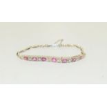 Silver White and Pink Stone Bracelet. (L24)