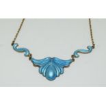 Silver Blue Enamel Necklace.