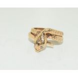 9ct Gold Snake ring 6.9gm, Size P.