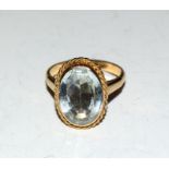 9ct Gold Antique set Aquamarine Ring (Size K).