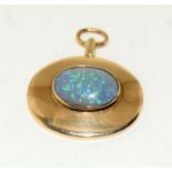 Large 18mm x 13mm Natural Opal (Not Doublet) and Hand crafted Gold Pendant, 3.7cm x 3.1. 7.6 Grams.