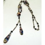 Art Deco Czech foiled iris glass flappers necklace.