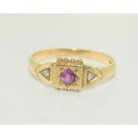 9ct Gold ladies Ruby and Diamond ring, Size N.