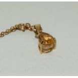 9ct gold citrine necklace.