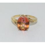9ct Gold Antique Set, Twisted Shank Pink Tourmaline Ring. Size N