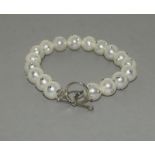 Silver CZ & Pearl Bracelet