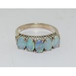 5 stone Australian opal 925 silver ring size N