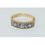 9ct Gold Tanzanite Bar Ring. Size P