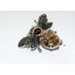 Silver Bee Brooch with Large Citrine Body