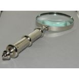 Large Handheld Silver Plated Magnifying Glass